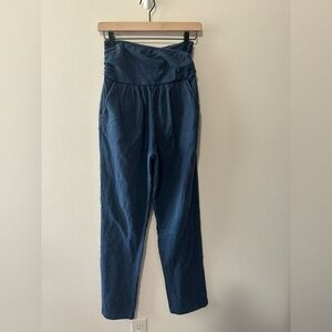 Apiece apart cotton wrap front pants navy stretch waist size medium designer